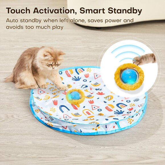 Interactive Cat Toys, Fast Moving Ball in Play Mat, Automatic Motion Activated B - Picture 6 of 6